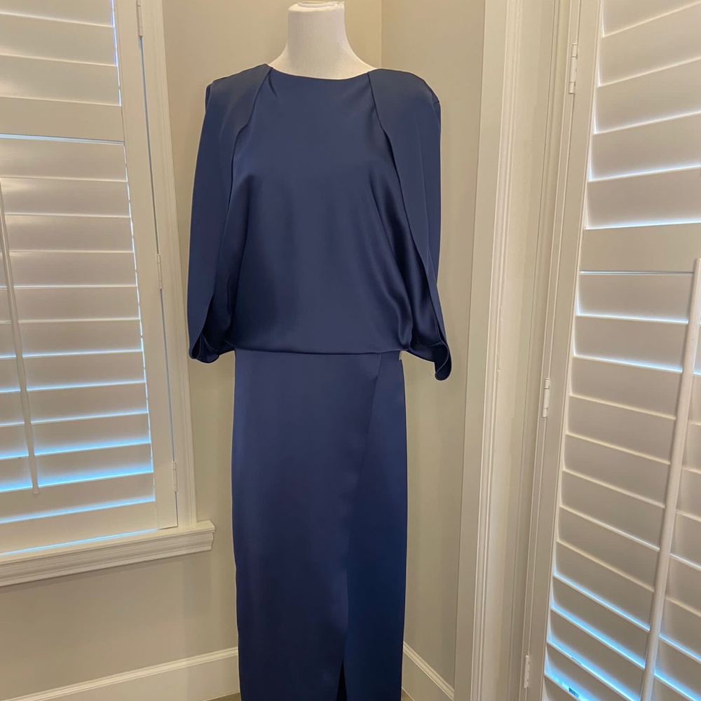 Halston Heritage Cape Gown Navy